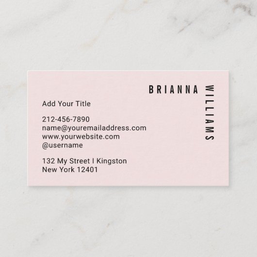 Professioneel Zwart Roze Monogram Modern Minimaal Visitekaartje (Achterkant)