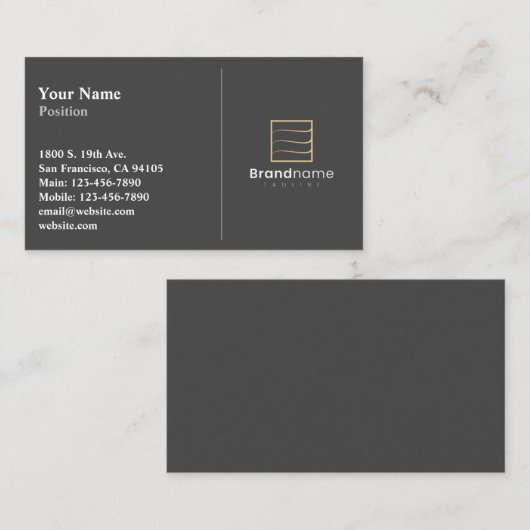 Professioneel Zwart Split Visitekaartje (Voorkant / Achterkant)