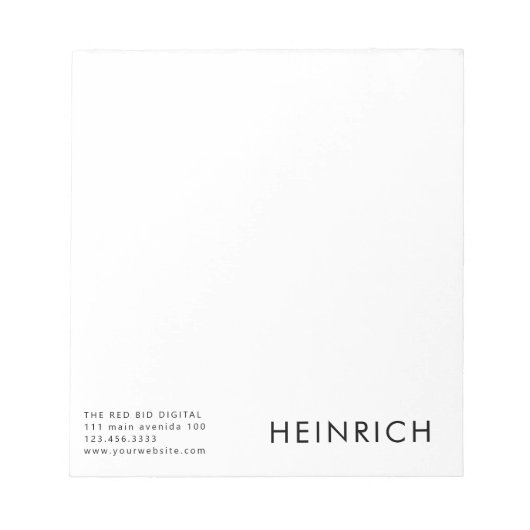 Professioneel zwart vet naam bedrijf notitieblok (Voorkant)