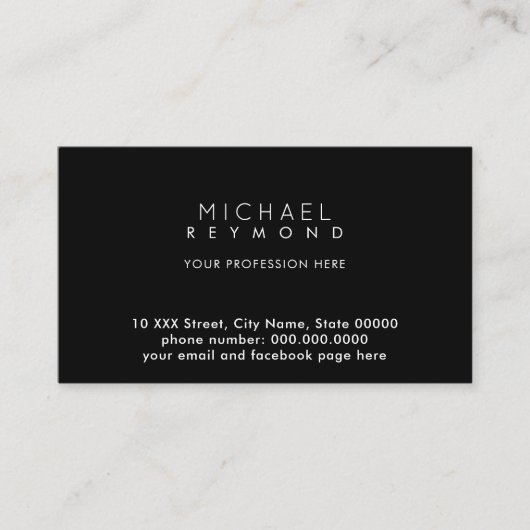 Professioneel zwart visitekaartje (Voorkant)