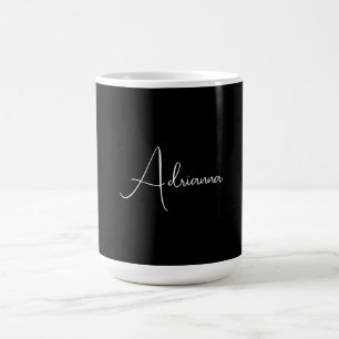 Professioneel zwart voeg je naam handschrift retro koffiemok