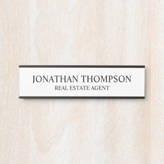 Professioneel zwart-wit deurbordje (Voorkant)