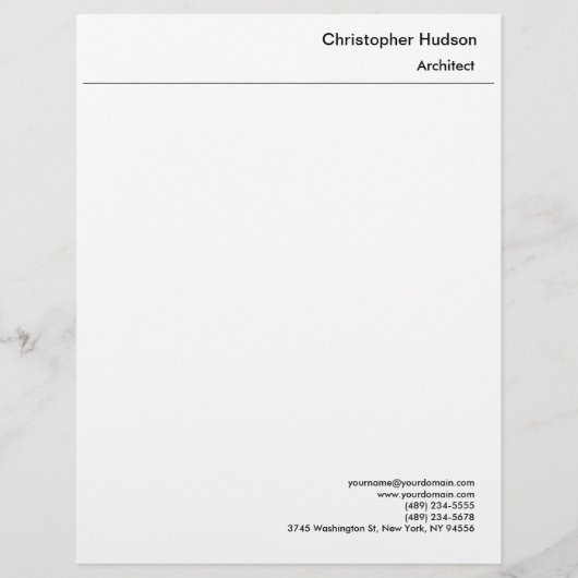 Professioneel Zwart Wit Eenvoudig Duidelijk Briefhoofd (Voorkant)