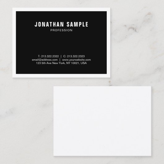 Professioneel zwart-wit, eenvoudig elegant visitekaartje (Voorkant / Achterkant)