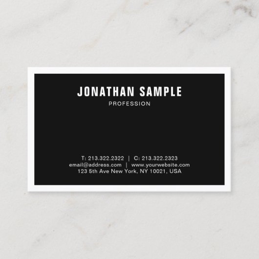 Professioneel, zwart-wit, eenvoudig visitekaartje (Voorkant)