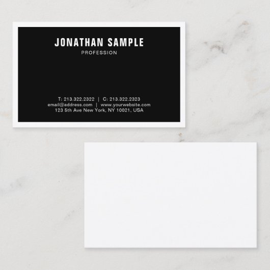 Professioneel, zwart-wit, eenvoudig visitekaartje (Voorkant / Achterkant)