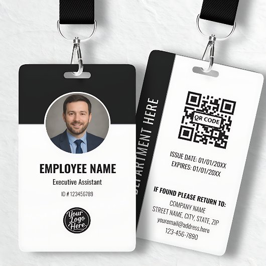 Professioneel zwart-wit foto ID personeelsbadge Badge
