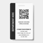 Professioneel zwart-wit foto ID personeelsbadge Badge (Achterkant)