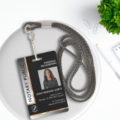 Professioneel zwart-wit gradiënt foto-notaris badge