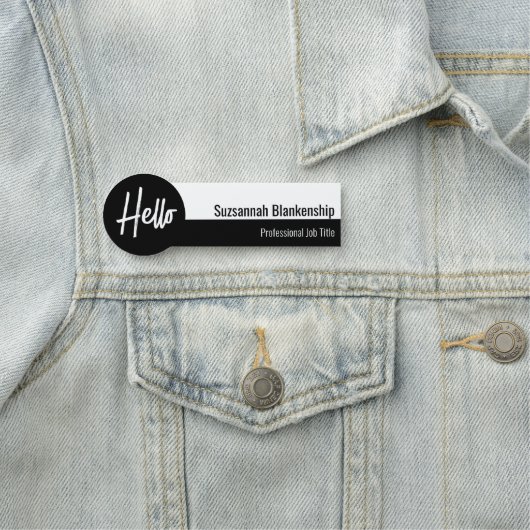 Professioneel zwart-wit Hallo script Naamplaatje (In situ)