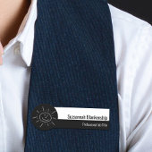 Professioneel zwart-wit Hallo script Naamplaatje