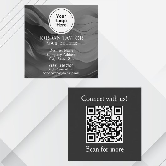 Professioneel zwart-wit logo QR-code Vierkante Visitekaartje