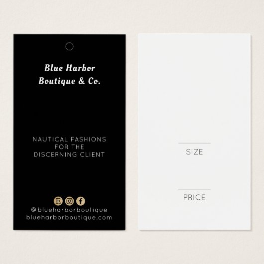 Professioneel Zwart Wit Mode Prijs label Visitekaartje (Voorkant /achterkant)
