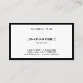Professioneel zwart-wit, modern, elegant bovenblad visitekaartje (Achterkant)