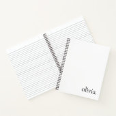 Professioneel zwart-wit monogram eenvoudig naam notitieboek (Binnen)