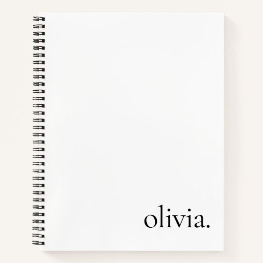 Professioneel zwart-wit monogram eenvoudig naam notitieboek (Voorkant)