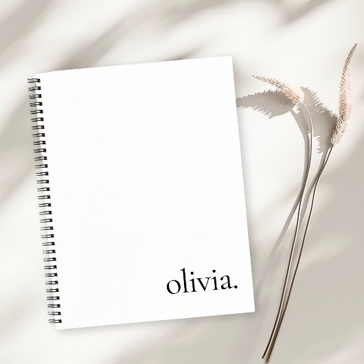 Professioneel zwart-wit monogram eenvoudig naam notitieboek