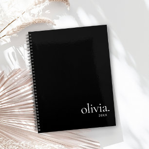 Professioneel zwart-wit monogram Eenvoudige naam Planner