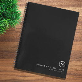 Professioneel zwart-wit monogram initiaal notitieboek