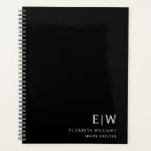 Professioneel zwart-wit monogram Initiaal Planner (Voorkant)