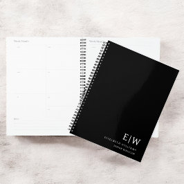 Professioneel zwart-wit monogram Initiaal Planner