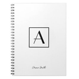 Professioneel zwart-wit monogram initiaal schrift notitieboek
