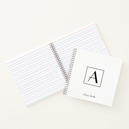 Professioneel Zwart & Wit Monogram Initiaal Script Notitieboek (Binnen)