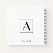 Professioneel Zwart & Wit Monogram Initiaal Script Notitieboek (Achterkant)