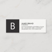 Professioneel zwart-wit monogram mini visitekaartje (Voorkant)