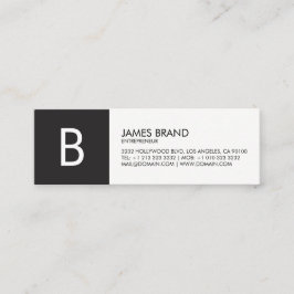 Professioneel zwart-wit monogram mini visitekaartje