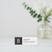 Professioneel zwart-wit monogram mini visitekaartje (Staand voorkant)