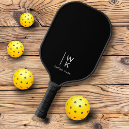 Professioneel Zwart-Wit Monogram Naam Initiaal Pickleball Paddle