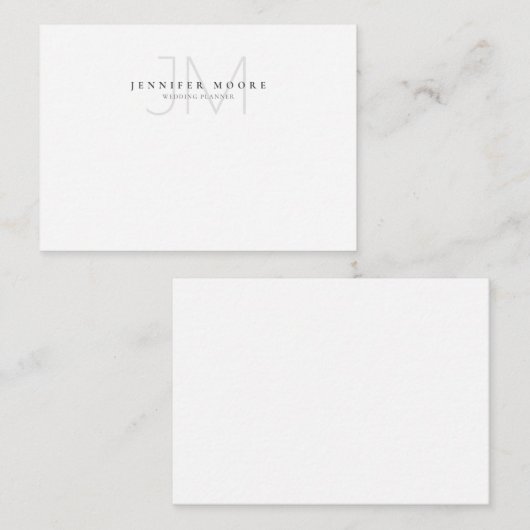 Professioneel zwart-wit monogram notitiekaartje (Voorkant / Achterkant)