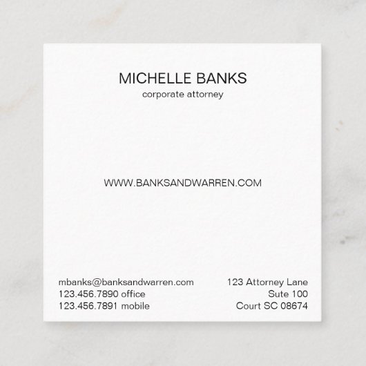 Professioneel zwart-wit monogram Visitekaartje (Achterkant)