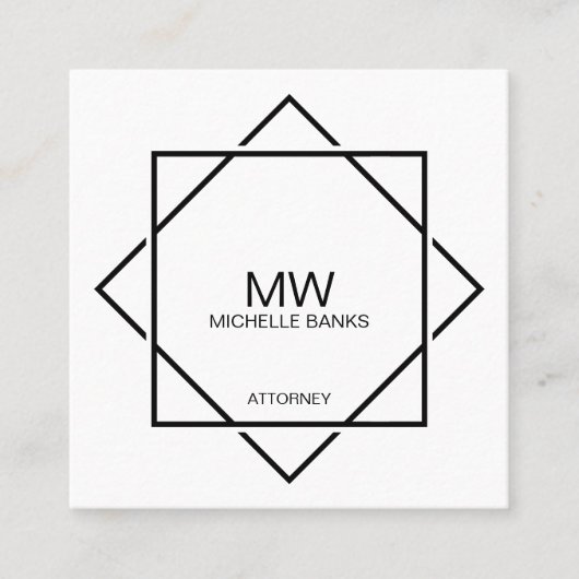 Professioneel zwart-wit monogram Visitekaartje (Voorkant)