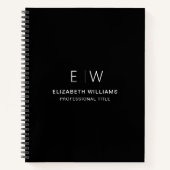 Professioneel Zwart Wit Monogram Zakelijk Initiaal Notitieboek (Voorkant)