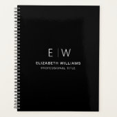 Professioneel Zwart Wit Monogram Zakelijk Initiaal Planner (Voorkant)