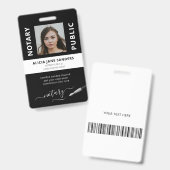 Professioneel zwart-wit notaris-ondertekeningsagen badge (Voor- en achterkant)