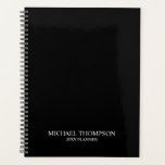 Professioneel zwart-wit planner<br><div class="desc">De professionele planner kenmerkt douanenaam en tekst in witte klassieke serif doopvontstijl op zwarte achtergrond.</div>