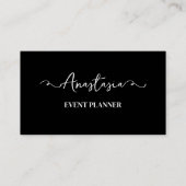 Professioneel Zwart Wit Script Modern Stijlvol Visitekaartje (Voorkant)