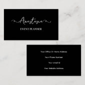 Professioneel Zwart Wit Script Modern Stijlvol Visitekaartje (Voorkant / Achterkant)