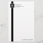 Professioneel zwart-wit Stripe monogram Briefpapier (Voorkant)