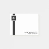 Professioneel zwart-wit Stripe monogram Post-it® Notes (Voorkant)