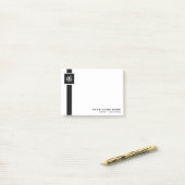 Professioneel zwart-wit Stripe monogram Post-it® Notes (Op bureau)