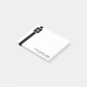 Professioneel zwart-wit Stripe monogram Post-it® Notes (Schuin)