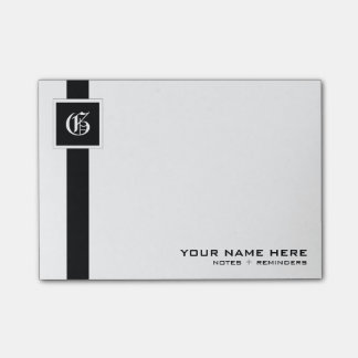 Professioneel zwart-wit Stripe monogram Post-it® Notes