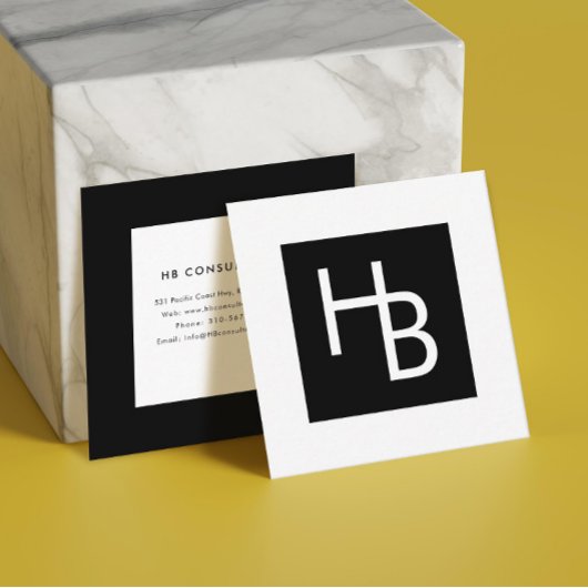 Professioneel zwart-wit uw Logo Vierkante Visitekaartje