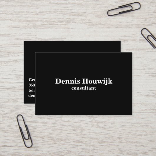 Professioneel zwart wit visitekaartje (Voorkant / Achterkant in situ)
