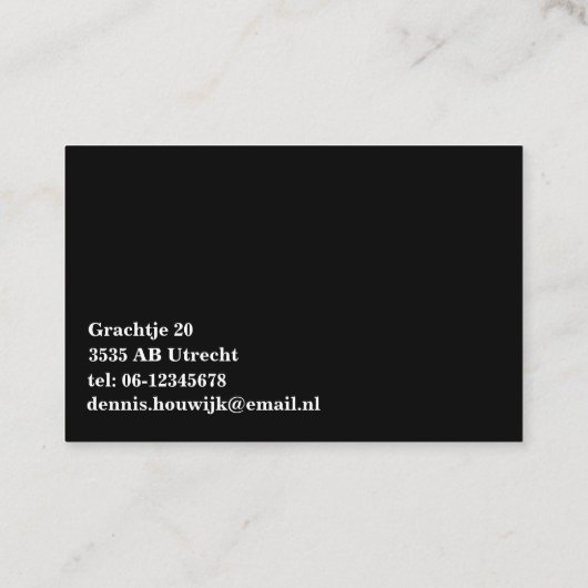 Professioneel zwart wit visitekaartje (Achterkant)