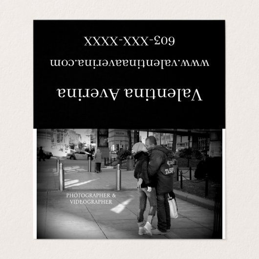 Professioneel zwart/wit vouwbaar Visitekaartje (Buitenkant ongevouwen)